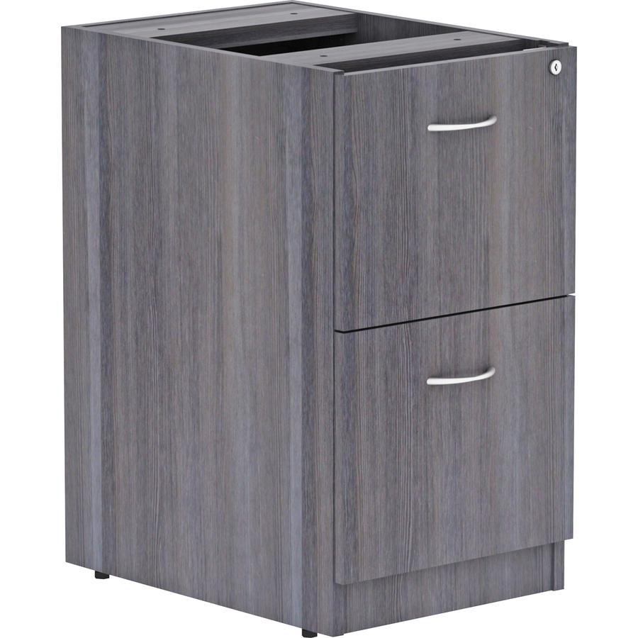Lorell Weathered Charcoal Laminate Desking Pedestal - 2-Drawer - 16" x 22" x 28.3" - 2 x File Drawer(s) - Material: Metal Pull, Polyvinyl Chloride (PVC) Edge - Finish: Laminate, Weathered Charcoal, Si. Picture 2