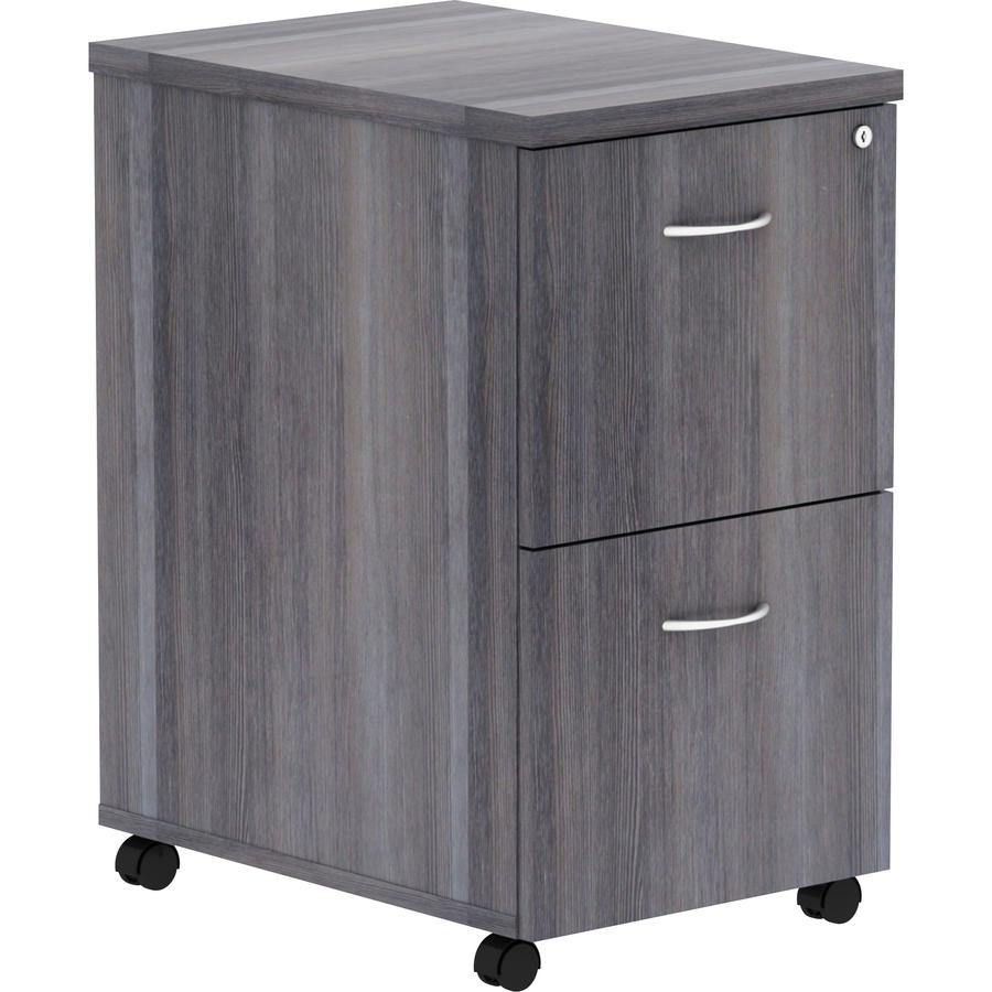 Lorell Weathered Charcoal Laminate Desking Pedestal - 2-Drawer - 16" x 22" x 28.3" - 2 x File Drawer(s) - Material: Metal Pull, Polyvinyl Chloride (PVC) Edge - Finish: Weathered Charcoal, Laminate, Si. Picture 7