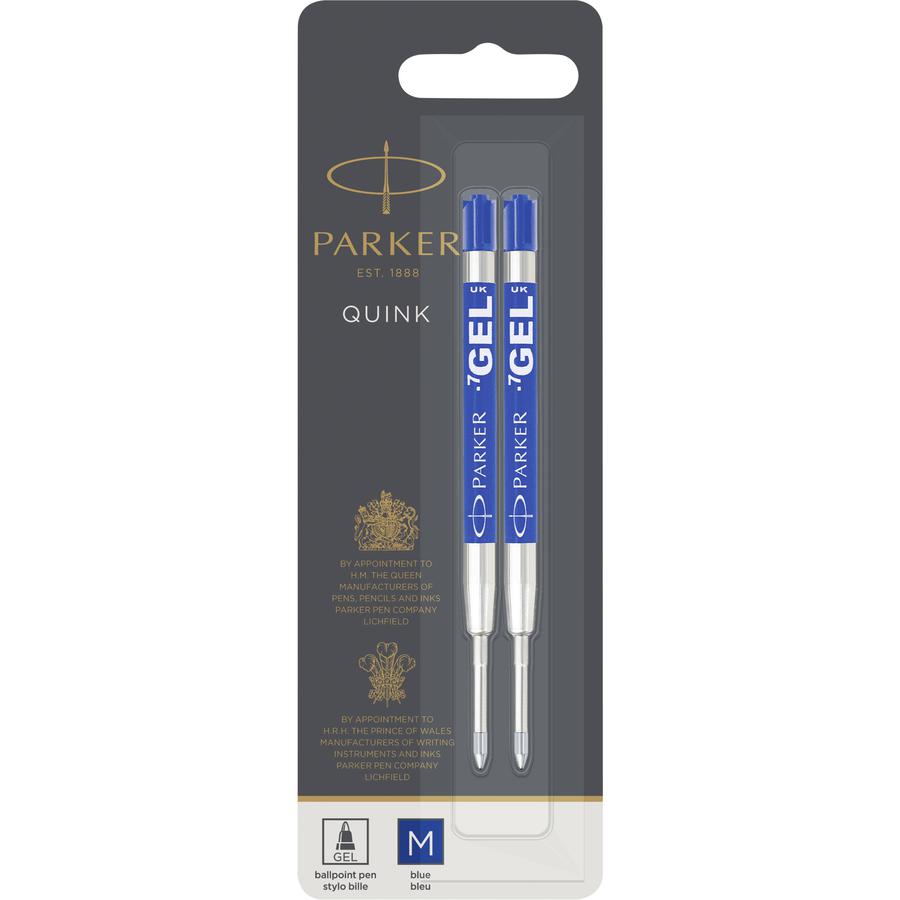 Parker Ballpoint Gel Pen Refill - Medium Point - Blue Ink - Smooth Writing - 2 / Pack. Picture 2