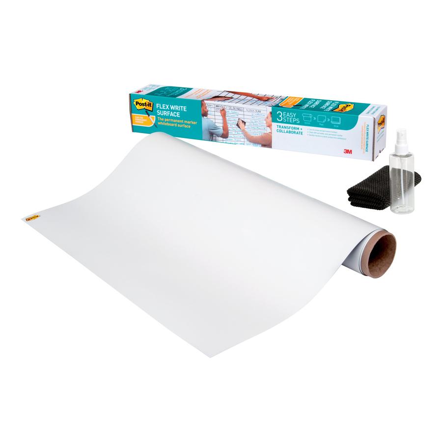 Post-it&reg; Flex Write Surface - Rectangle - Wall Mount, Surface - 36" Length x 24" Width - 1 Roll, includes microfiber cleaning cloth and water bottle. Picture 2