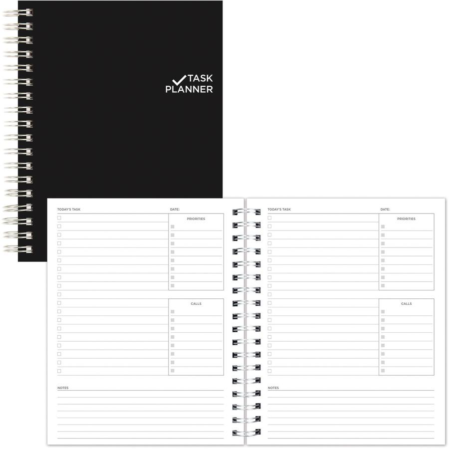 Rediform Undated Task Planner - Personal - 7 1/4" x 9 1/4" Sheet Size - Twin Wire - Black - Notes Area, Hard Cover - 1 Each. Picture 2