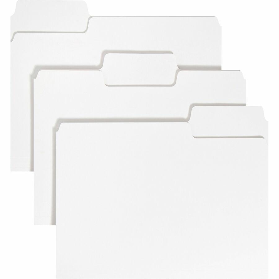 Smead SuperTab 1/3 Tab Cut Letter Recycled Top Tab File Folder - 8 1/2" x 11" - 3/4" Expansion - Assorted Position Tab Position - White - 10% Recycled - 100 / Box. Picture 9