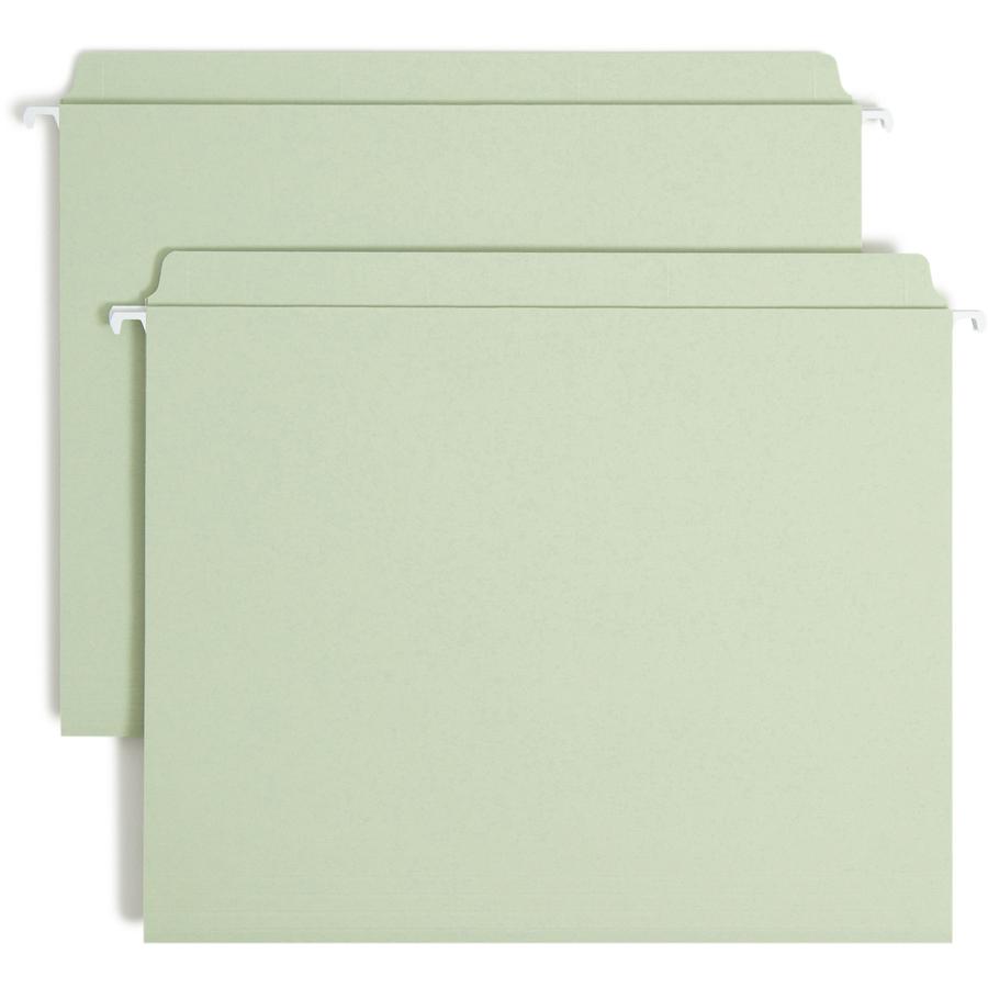 Smead FasTab Straight Tab Cut Letter Recycled Hanging Folder - 8 1/2" x 11" - Assorted Position Tab Position - Moss - 10% Recycled - 20 / Box. Picture 9