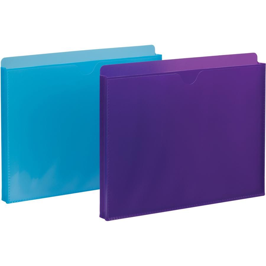 Smead Straight Tab Cut Letter File Jacket - 8 1/2" x 11" - 1" Expansion - Purple, Teal - 2 / Pack. Picture 2