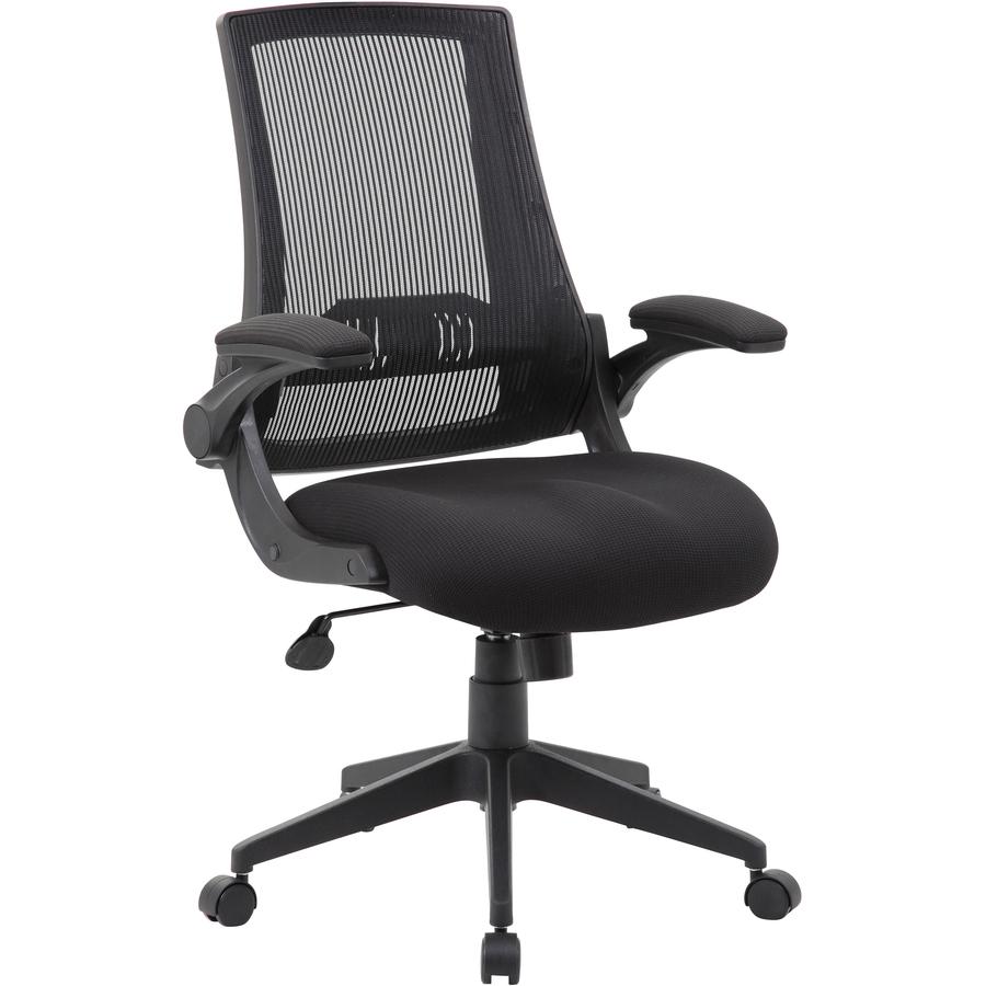 Boss Mesh Back, Flip Arm Task Chair - Black Seat - Black Back - Black Frame - 5-star Base - 1 Each. Picture 13