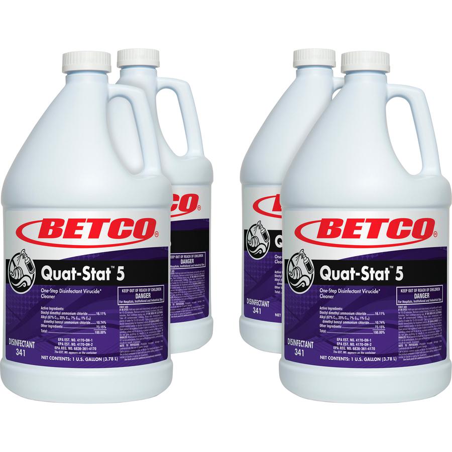Betco Quat-Stat 5 Disinfectant Gallon - Concentrate Liquid - 128 fl oz (4 quart) - Lavender Scent - 4 / Carton - Purple. Picture 2