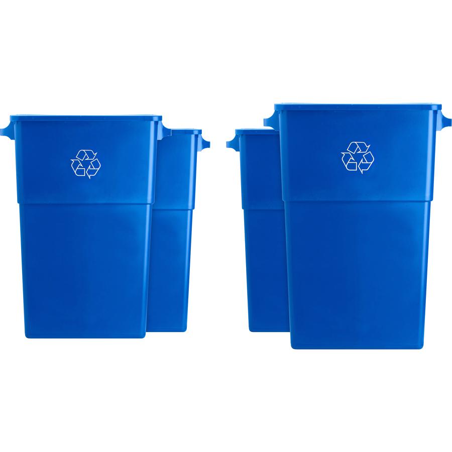 Genuine Joe 23 Gallon Recycling Container - 23 gal Capacity - Rectangular - 30" Height x 22.5" Width x 11" Depth - Blue, White - 4 / Carton. Picture 7