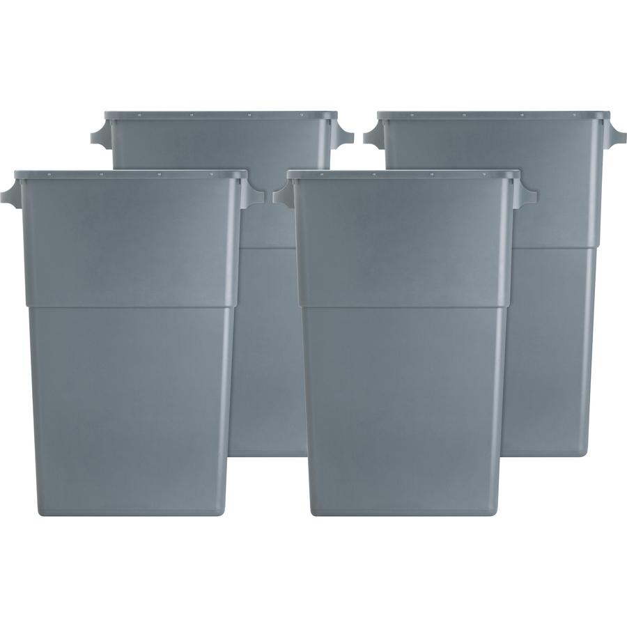 Genuine Joe 23-gallon Space-Saving Waste Container - 23 gal Capacity - Rectangular - Handle - 30" Height x 20" Width x 11" Depth - Gray - 4 / Carton. Picture 3