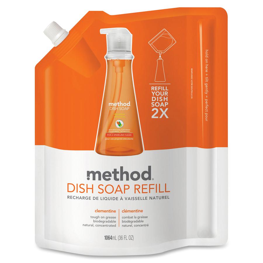 Method Dish Soap Refill - 36 fl oz (1.1 quart) - Clementine Scent - 6 / Carton - Orange. Picture 4