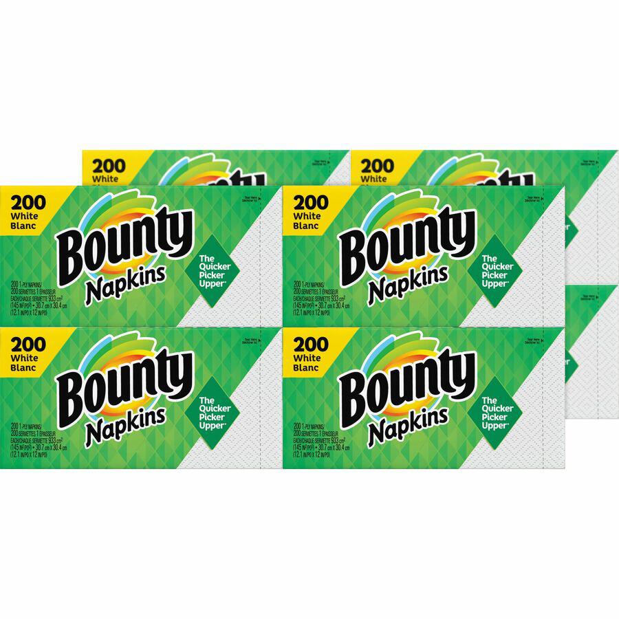 Bounty Quilted Napkins - 1 Ply - 12" x 12" - White - Paper - 1600 / Carton. Picture 5