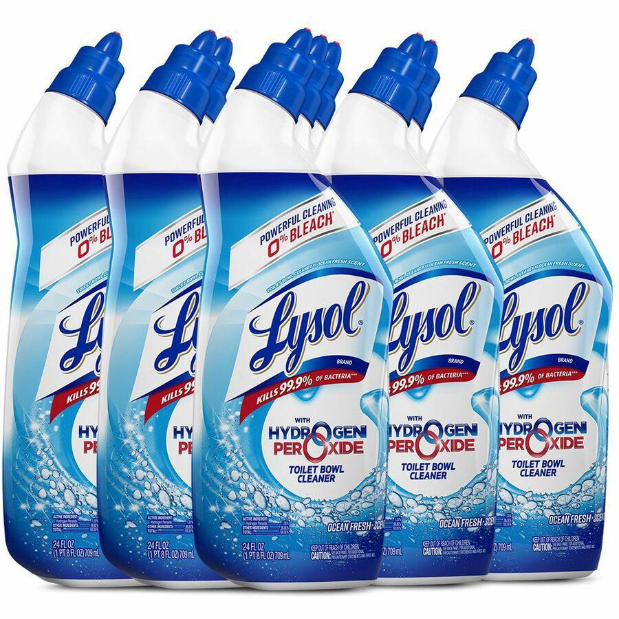Lysol Hydrogen Peroxide Toilet Cleaner - 24 fl oz (0.8 quart) - Ocean Fresh Scent - 9 / Carton - Residue-free, Bleach-free, Antibacterial - Blue. Picture 8