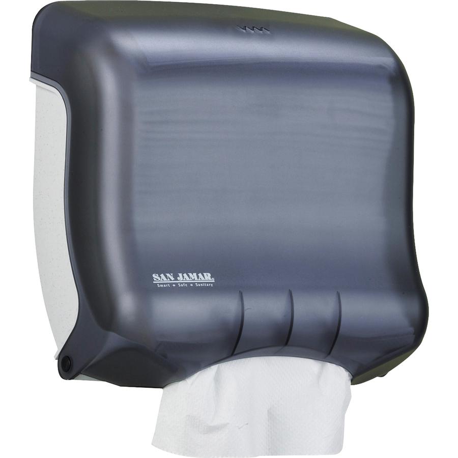 San Jamar UltraFold Towel Dispenser - C Fold, Multifold Dispenser - 240 x Sheet C Fold, 400 x Sheet Multifold - 11.5" Height x 11.5" Width x 6" Depth - Pearl Black - 6 / Carton. Picture 2