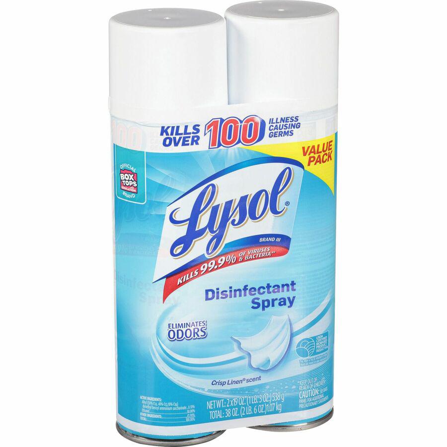 Lysol Linen Disinfectant Spray - Ready-To-Use Spray - Crisp Linen Scent - 2 / Pack - Clear. Picture 2