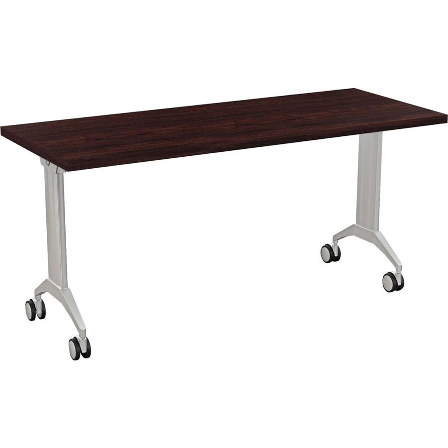 Special-T Link Flip & Nest Table - For - Table TopEspresso Rectangle Top - Metallic Silver T-shaped Base - 48" Table Top Length x 24" Table Top Width - 28.75" Height - Assembly Required - 1 Each. Picture 3