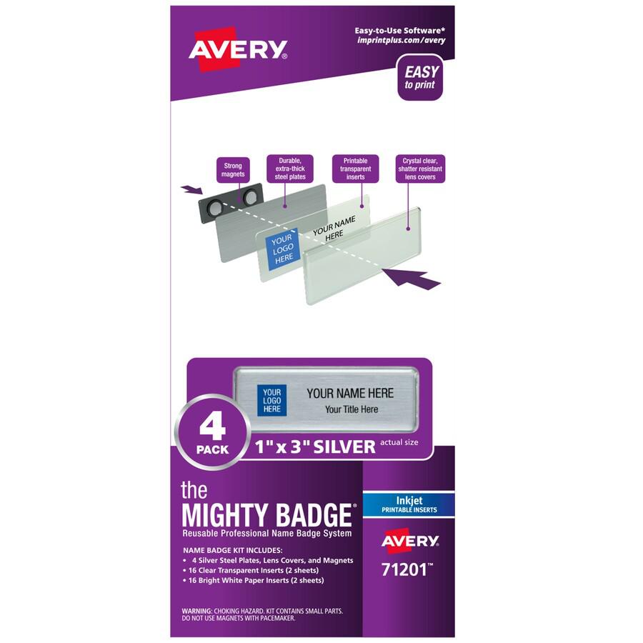 The Mighty Badge&reg; Mighty Badge Professional Reusable Name Badge System - Plastic - Silver. Picture 3