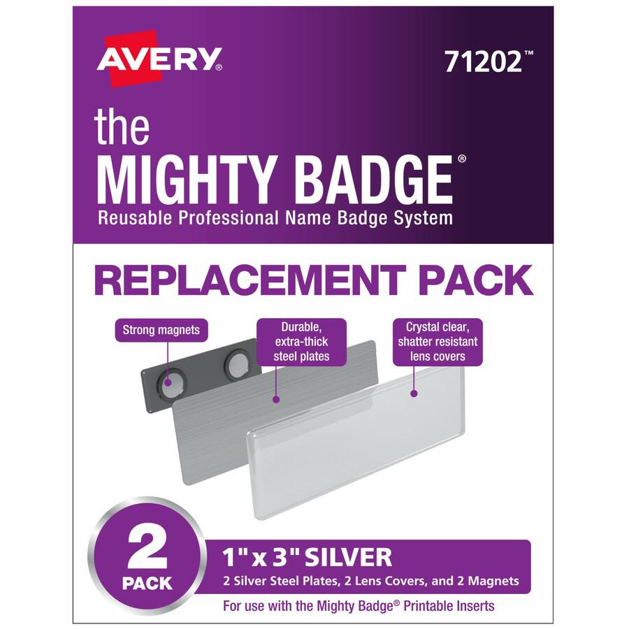 The Mighty Badge&reg; Professional Reusable Name Badge System Replacement Pack - Silver. Picture 2