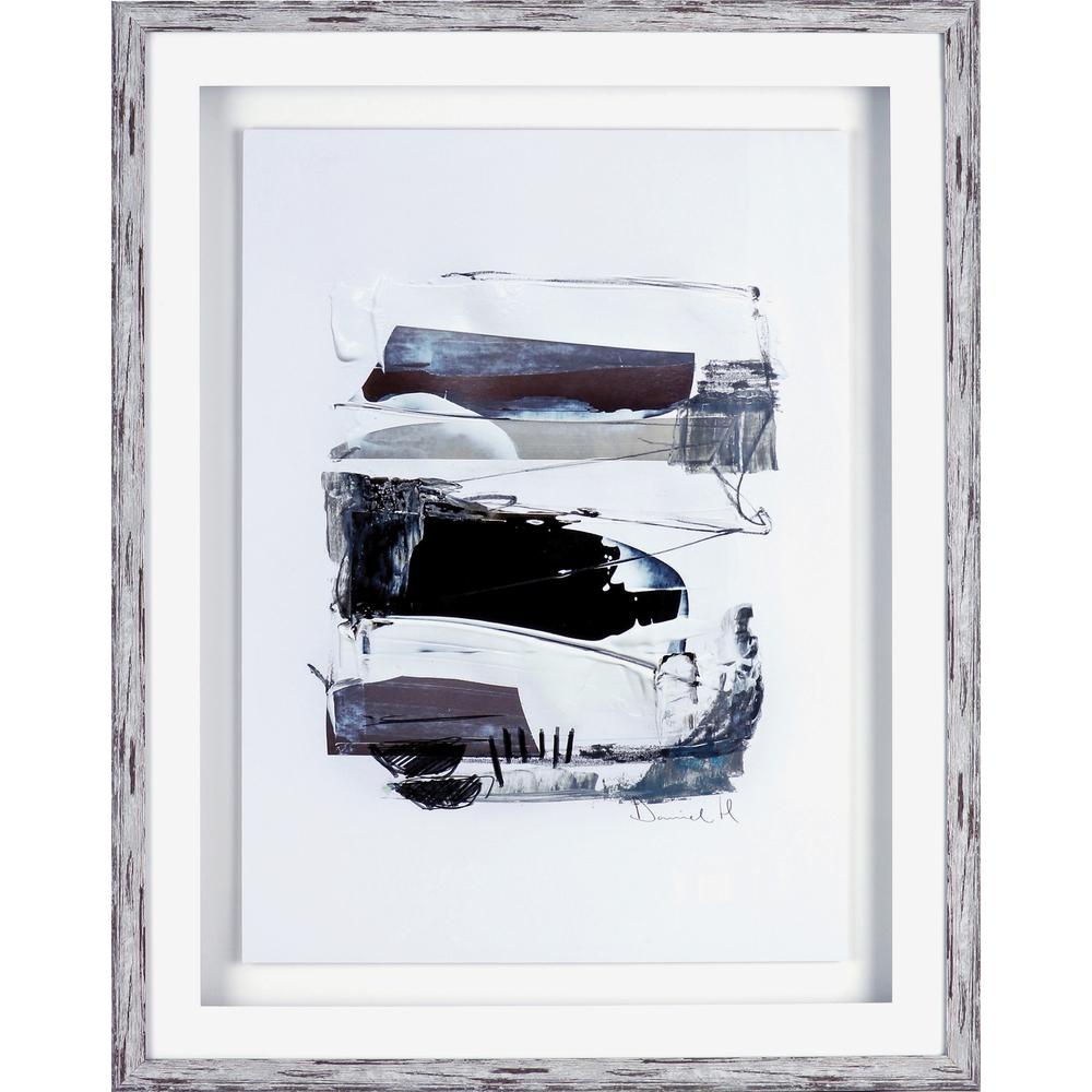Lorell Abstract II Framed Artwork - 27.50" x 35.50" Frame Size - 1 Each - Black, White. Picture 2