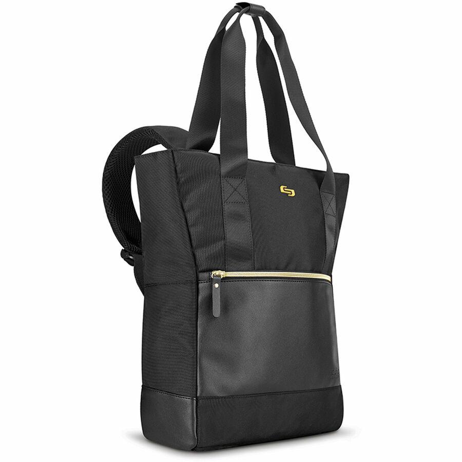 Solo PARKER Carrying Case (Tote) for 15.6" Notebook - Classic Black, Gold - Polyster - Shoulder Strap, Handle - 16" Height x 15" Width x 4.5" Depth - 1 Pack. Picture 3
