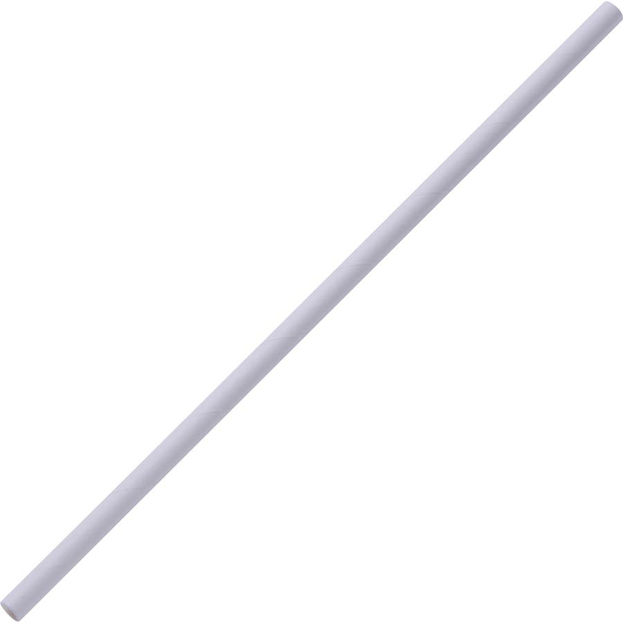 Genuine Joe Paper Straw - 0.3" Length x 0.3" Width x 7.3" Height - Paper - 500 / Box - White. Picture 5