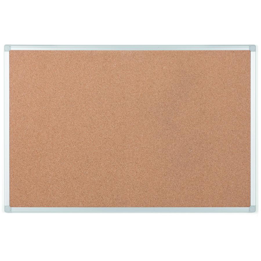 Bi-silque Ayda Cork Bulletin Board - 0.50" Height x 18" Width x 24" Depth - Cork Surface - Self-healing, Durable, Resilient, Heavy-gauge - Aluminum Frame - 1 Each. Picture 4