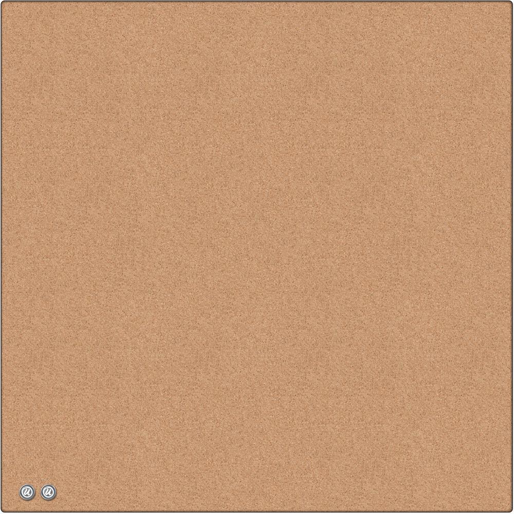 U Brands Square Cork Bulletin Board, 14 x 14 Inches, Frameless, Natural, Push Pins Included (463U00-04) - Natural Cork Surface - Self-healing, Frameless, Easy Installation, Sleek Style, Self-healing, . Picture 3