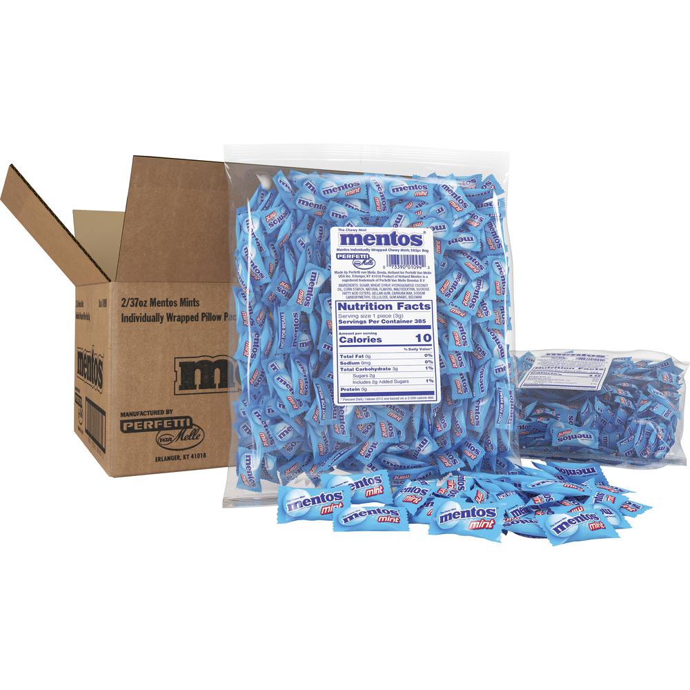 Mentos Chewy Mints Single Mini Packs - Mint - Individually Wrapped - 0.05 oz - 1 / Bag - 385 Per Bag. Picture 2