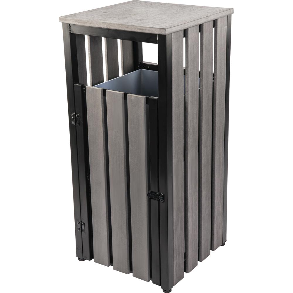 Lorell Outdoor Waste Bin - Rectangular - Weather Resistant - 33.6" Height x 15.8" Width x 15.8" Depth - Polystyrene - Charcoal - 1 Each. Picture 4