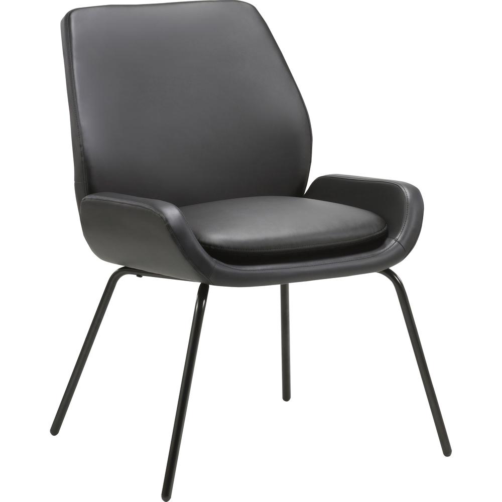 Lorell Bonded Leather U-Shaped Seat Guest Chair - Bonded Leather Seat - Bonded Leather Back - Black - 1 Each. Picture 5
