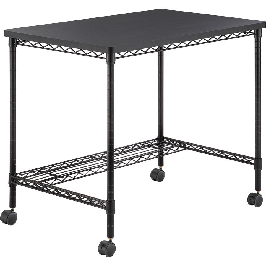 Safco Mobile Wire Desk - Melamine, Black - 35.75" Table Top Width x 24" Table Top Depth - 30.75" Height - Assembly Required - Black - 1 Each. Picture 3
