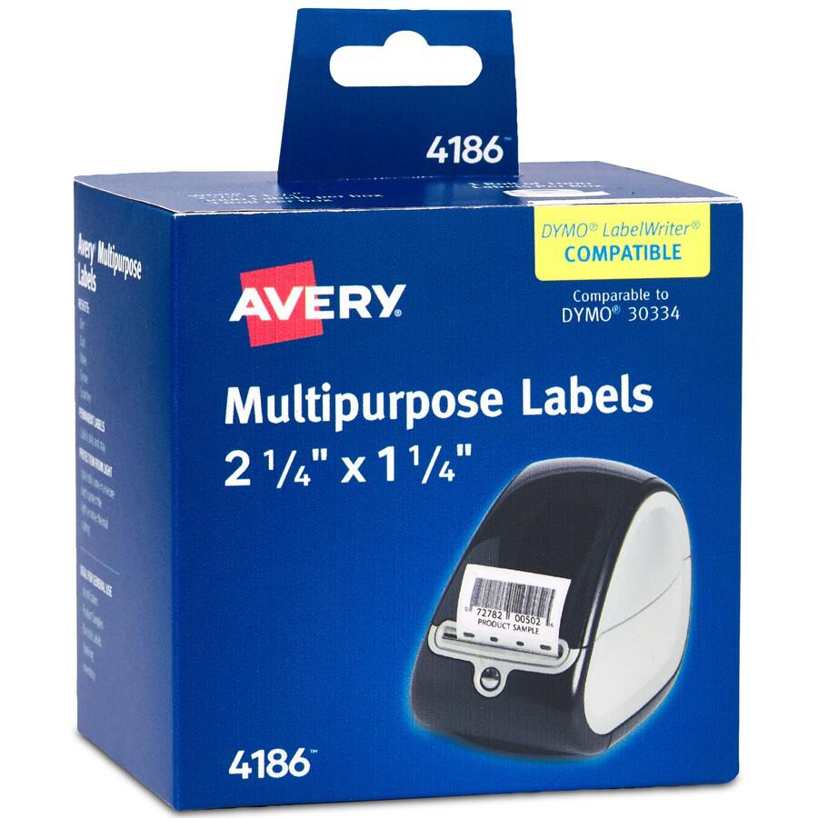 Avery&reg; Thermal Roll Labels, 2.25" x 1.25" , 1,000 White Labels (4186) - 1 1/4" Height x 2 1/4" Width - Permanent Adhesive - Rectangle - Thermal - Bright White - Paper - 1000 / Sheet - 1000 / Roll . Picture 2