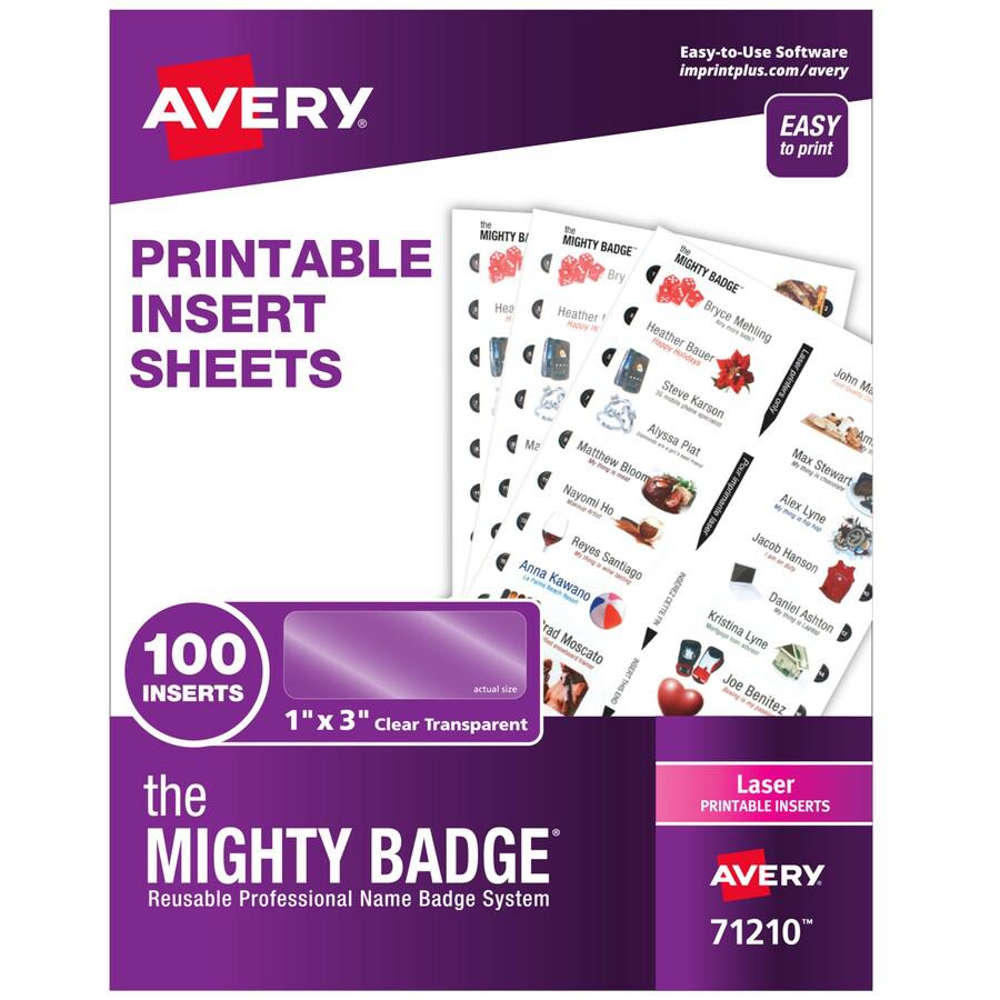 The Mighty Badge&reg; Laser Laser/Inkjet Badge Insert - Clear - 1" x 3" - 100 / Pack - Printable. Picture 2