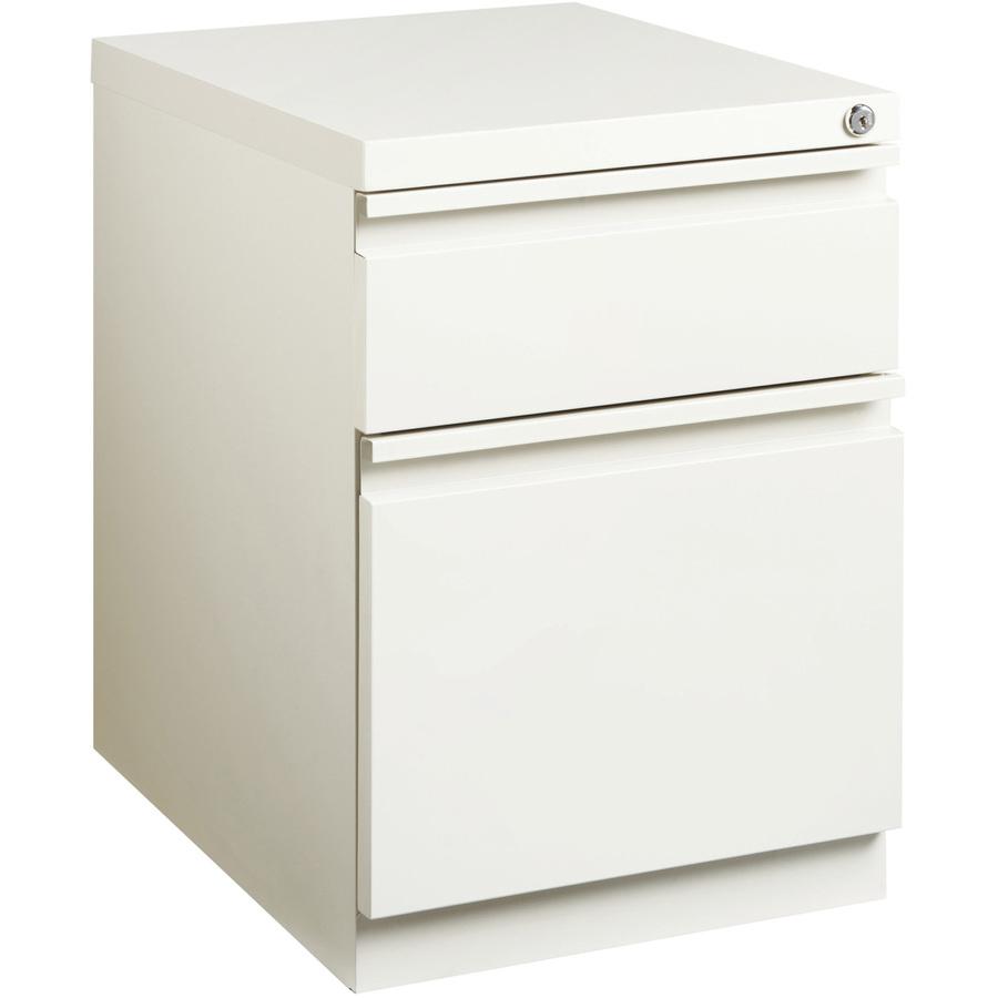 Lorell 20" 2-drawer Box/File Steel Mobile Pedestal - 15" x 19.9" x 23.8" for Box, File - Letter - Mobility, Ball-bearing Suspension, Removable Lock, Pull-out Drawer, Recessed Drawer, Anti-tip, Casters. Picture 3