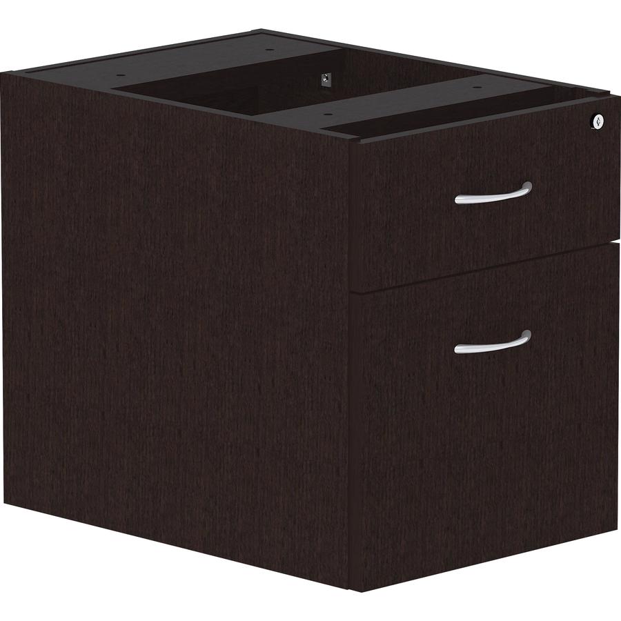 Lorell Essentials Series Box/File Hanging File Cabinet - 16" x 22" x 21" Pedestal - 2 Drawer(s) - Finish: Espresso. Picture 9