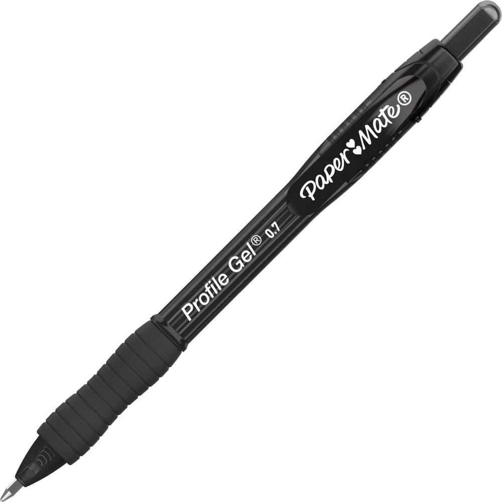 Paper Mate Profile Gel 0.7mm Retractable Pen - 0.7 mm Pen Point Size - Retractable - Black - 1 Dozen. Picture 2