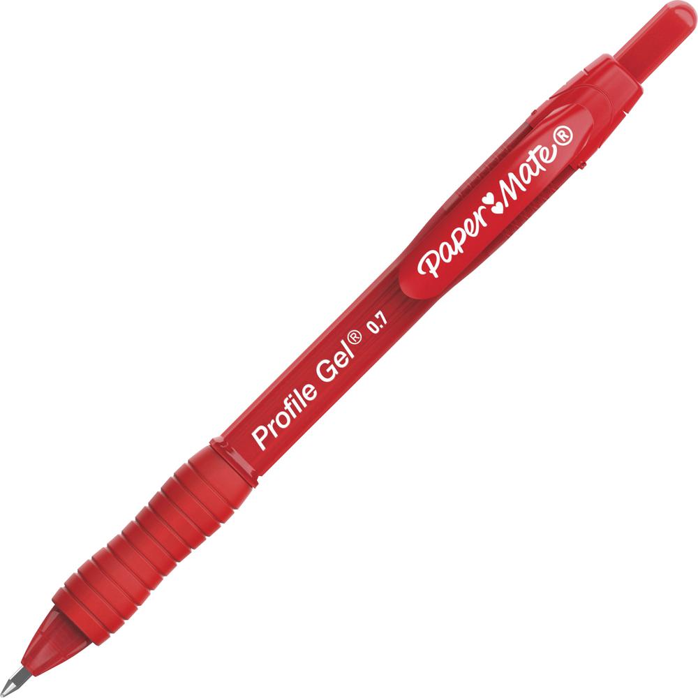 Paper Mate Profile Gel 0.7mm Retractable Pen - 0.7 mm Pen Point Size - Retractable - Red - 1 Dozen. Picture 2