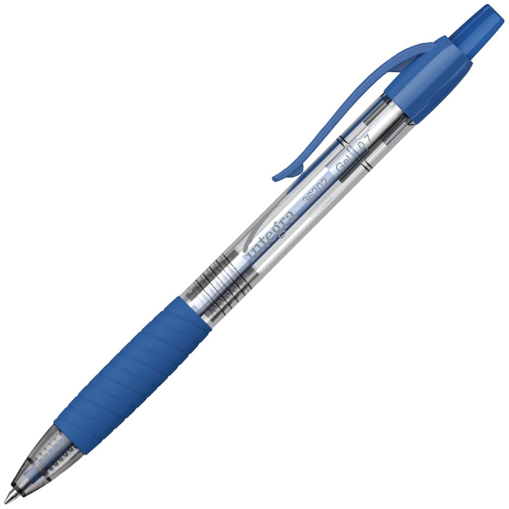 Integra Retractable 0.7mm Gel Pen - Medium Pen Point - 0.7 mm Pen Point Size - Retractable - Blue Gel-based Ink - Blue Barrel - 1 Dozen. Picture 2
