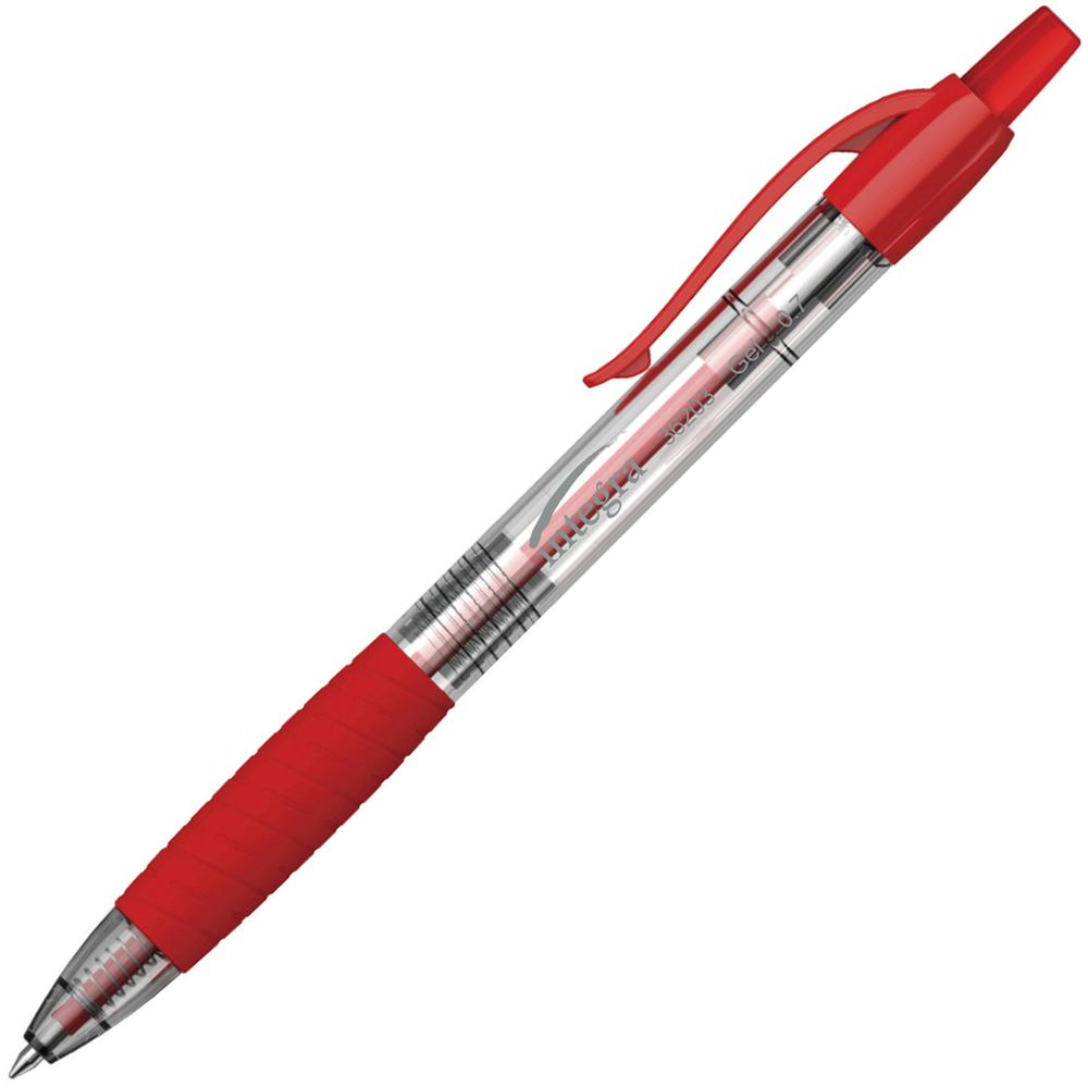 Integra Retractable 0.7mm Gel Pen - Medium Pen Point - 0.7 mm Pen Point Size - Retractable - Red Gel-based Ink - Red Barrel - 1 Dozen. Picture 2