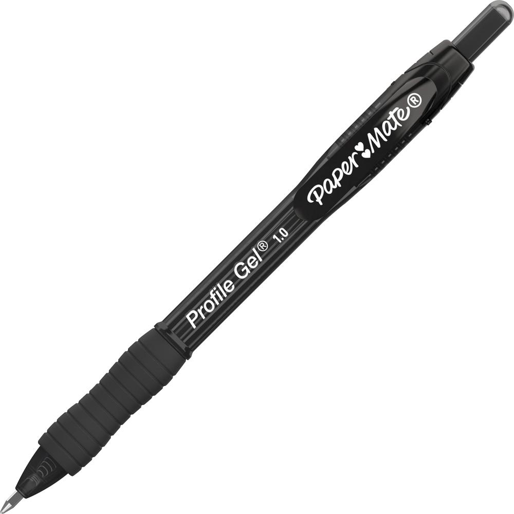 Paper Mate Profile Gel 1.0mm Retractable Pen - Medium Pen Point - 1 mm Pen Point Size - Retractable - Black - 1 Dozen. Picture 2