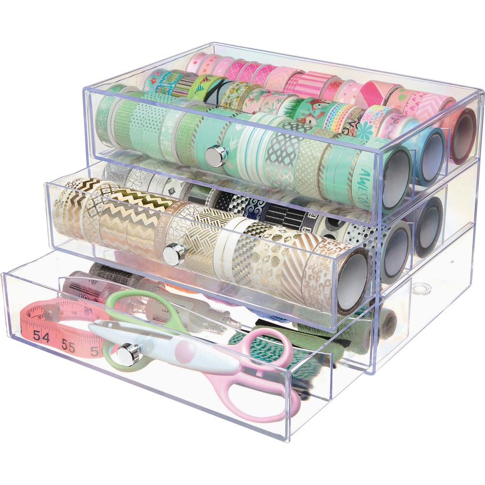 Deflecto 3-Drawer Storage Organizer - 3 Drawer(s) - 7" Height x 10" Width x 6.8" Depth - Clear - 1 Each. Picture 2