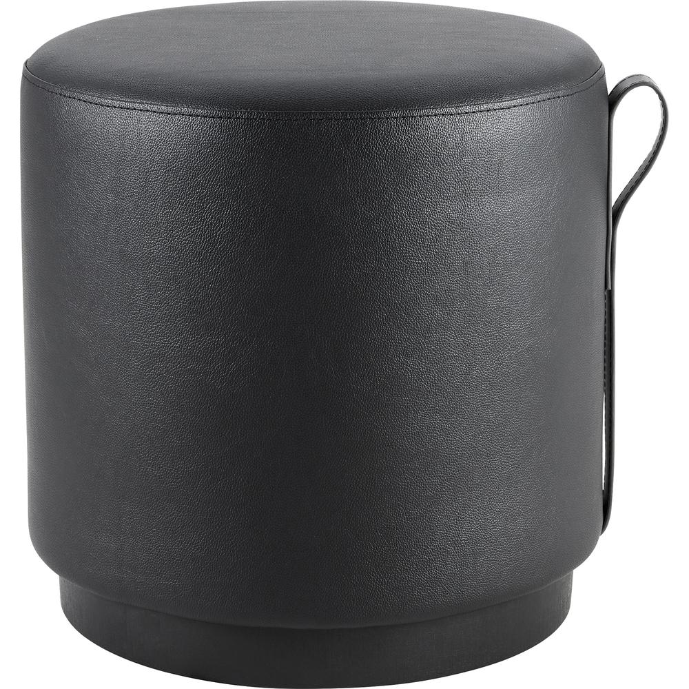 Lorell Contemporary Seating Round Foot Stool - Black Polyurethane Seat - 1 Each. Picture 3
