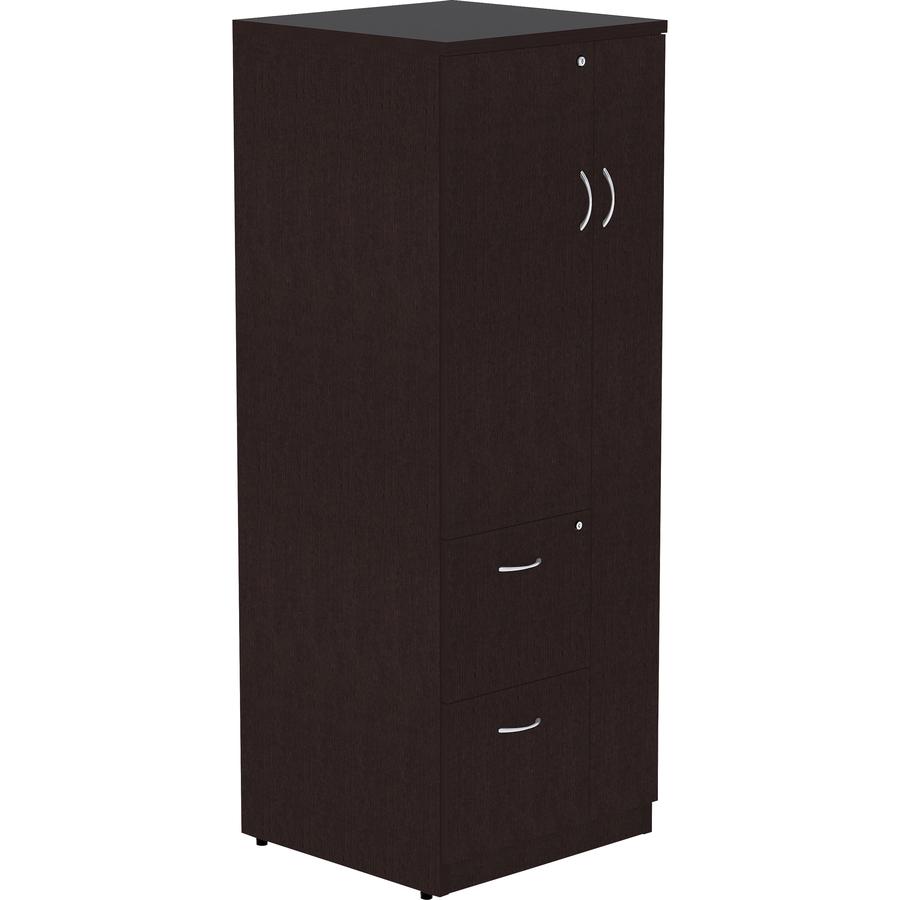 Lorell Essentials Series Tall Storage Cabinet - 23.6" x 23.6"65.6" Cabinet - 2 x File Drawer(s) - 1 Door(s) - 2 Shelve(s) - Material: Laminate, Medium Density Fiberboard (MDF), Particleboard - Finish:. Picture 9