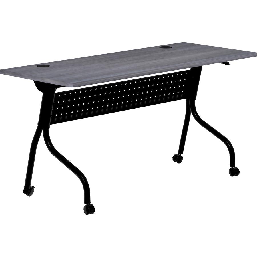 Lorell Flip Top Training Table - Charcoal Rectangle, Melamine Top - Black Four Leg Base - 4 Legs x 60" Table Top Width x 23.60" Table Top Depth - 29.50" Height - Melamine - 1 Each. Picture 12