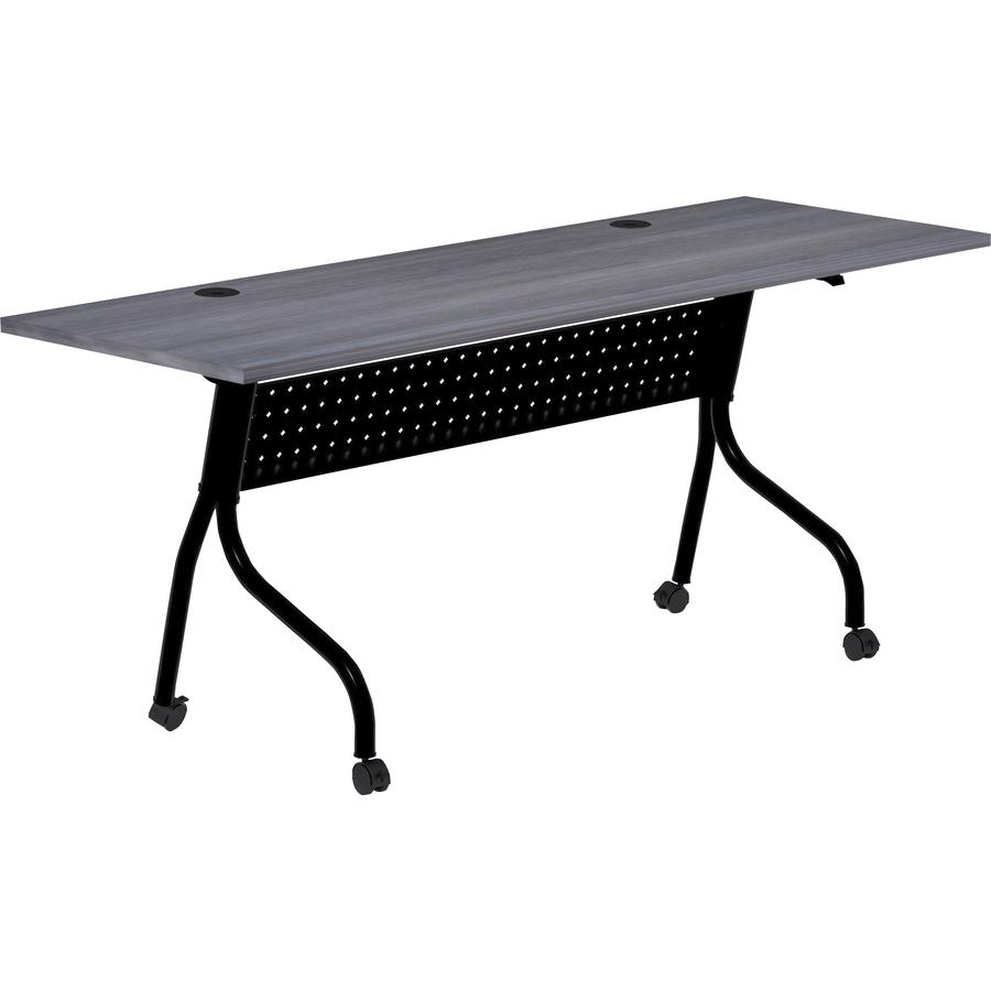 Lorell Charcoal Flip Top Training Table - For - Table TopCharcoal Rectangle, Melamine Top - Black Four Leg Base - 4 Legs x 72" Table Top Width x 23.60" Table Top Depth - 29.50" Height - Melamine - 1 E. Picture 12