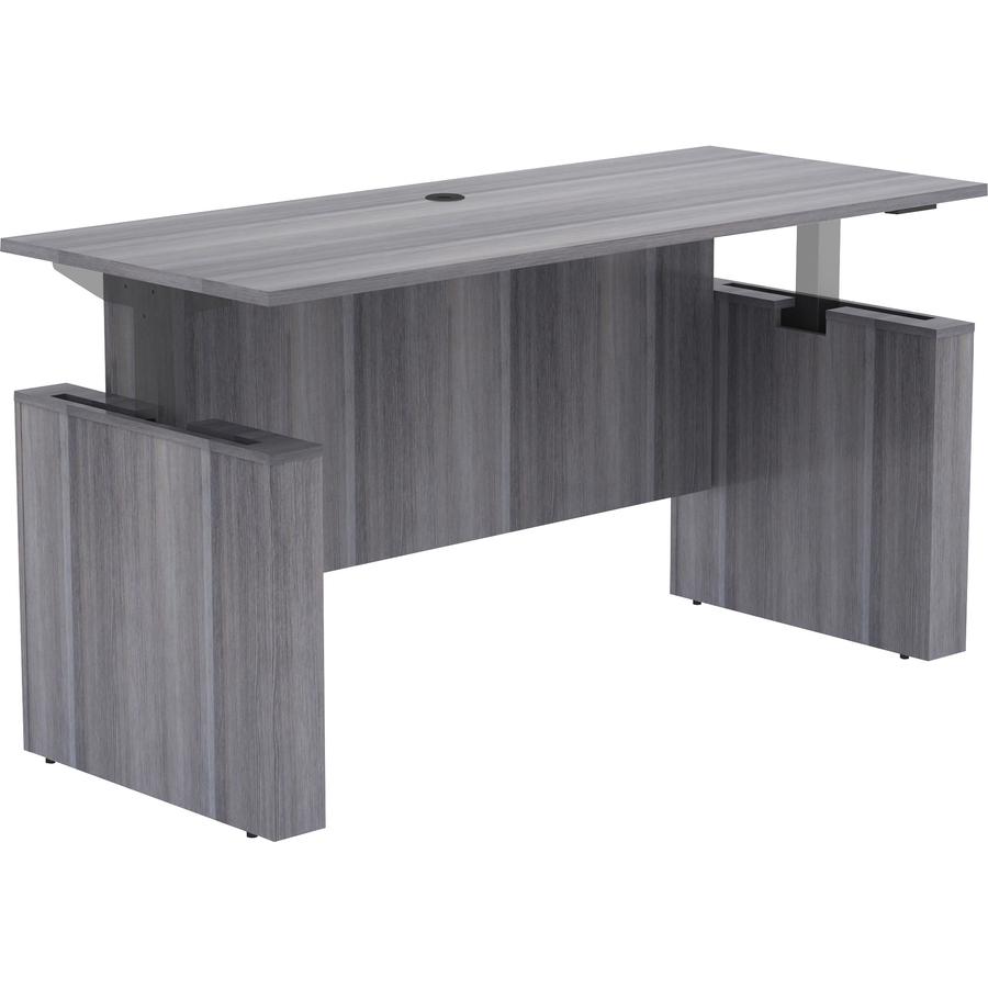 Lorell Essentials 72" Sit-to-Stand Desk Shell - 0.1" Top, 1" Edge, 72" x 29" x 49" - Material: Polyvinyl Chloride (PVC) Edge - Finish: Laminate Top, Weathered Charcoal. Picture 3