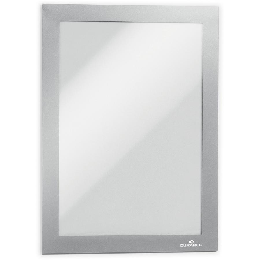 DURABLE DURAFRAME Magnetic Frame - 2 Pack - 5.50" Holding Width x 8.50" Holding Height - Magnetic, Anti-glare, Four Sided, Sturdy - Plastic - Silver. Picture 10