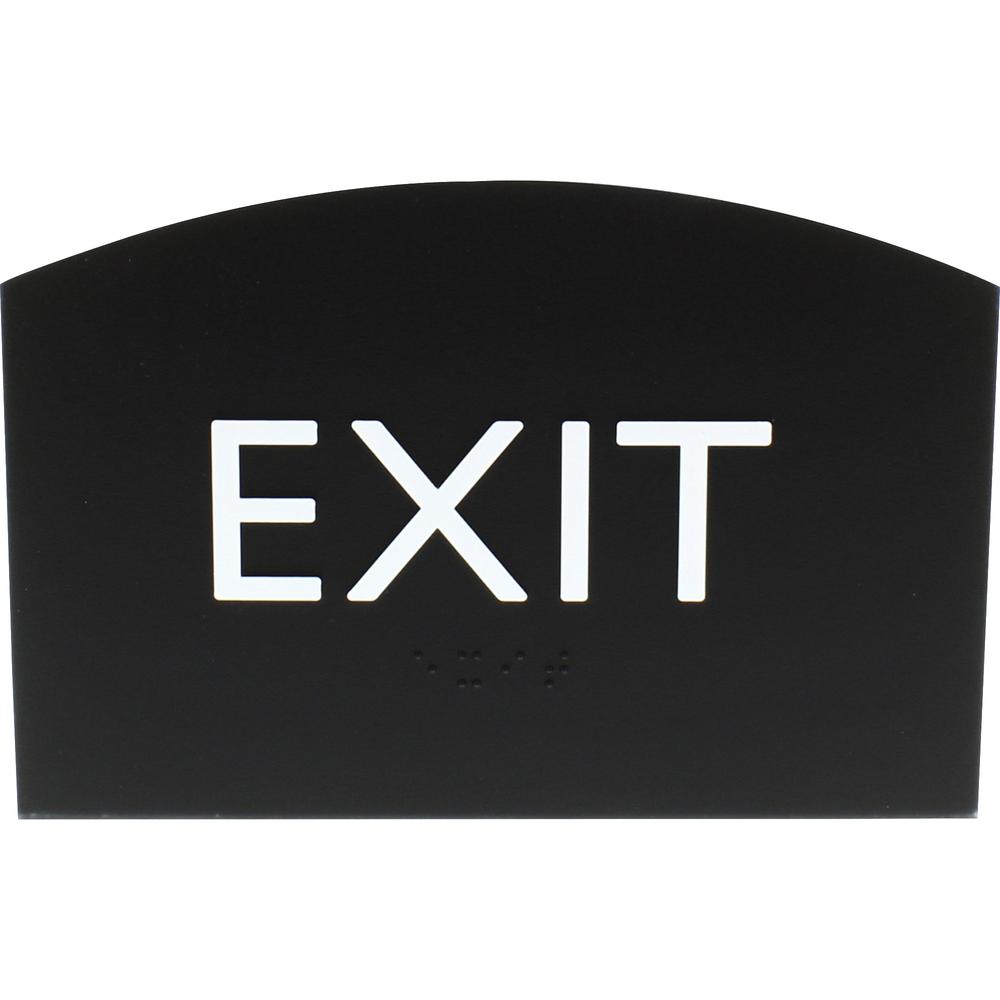 Lorell Exit Sign - 1 Each - 4.5" Width x 6.8" Height - Rectangular Shape - Easy Readability, Braille - Plastic - Black. Picture 6