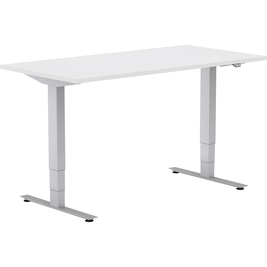 Special-T 24x48" Patriot 2-Stage Sit/Stand Table - Espresso Rectangle Top - Brown Silver Base - 48" Table Top Width x 24" Table Top Depth - 46" Height - Assembly Required - TAA Compliant. Picture 2