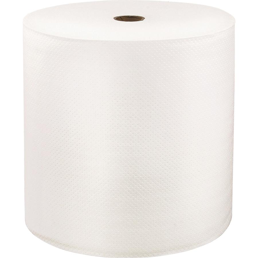 LoCor Hardwound Roll Towels - 1 Ply - 7" x 1000 ft - Bright White - Fiber - Eco-friendly, Soft, Absorbent, Strong - For Hand - 6 / Carton. Picture 2