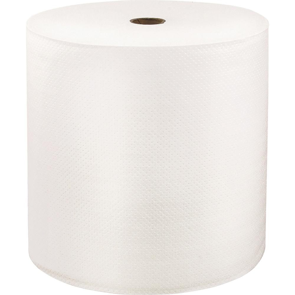LoCor Hardwound Roll Towels - 1 Ply - 8" x 1000 ft - Bright White - Fiber - 6 / Carton. Picture 2
