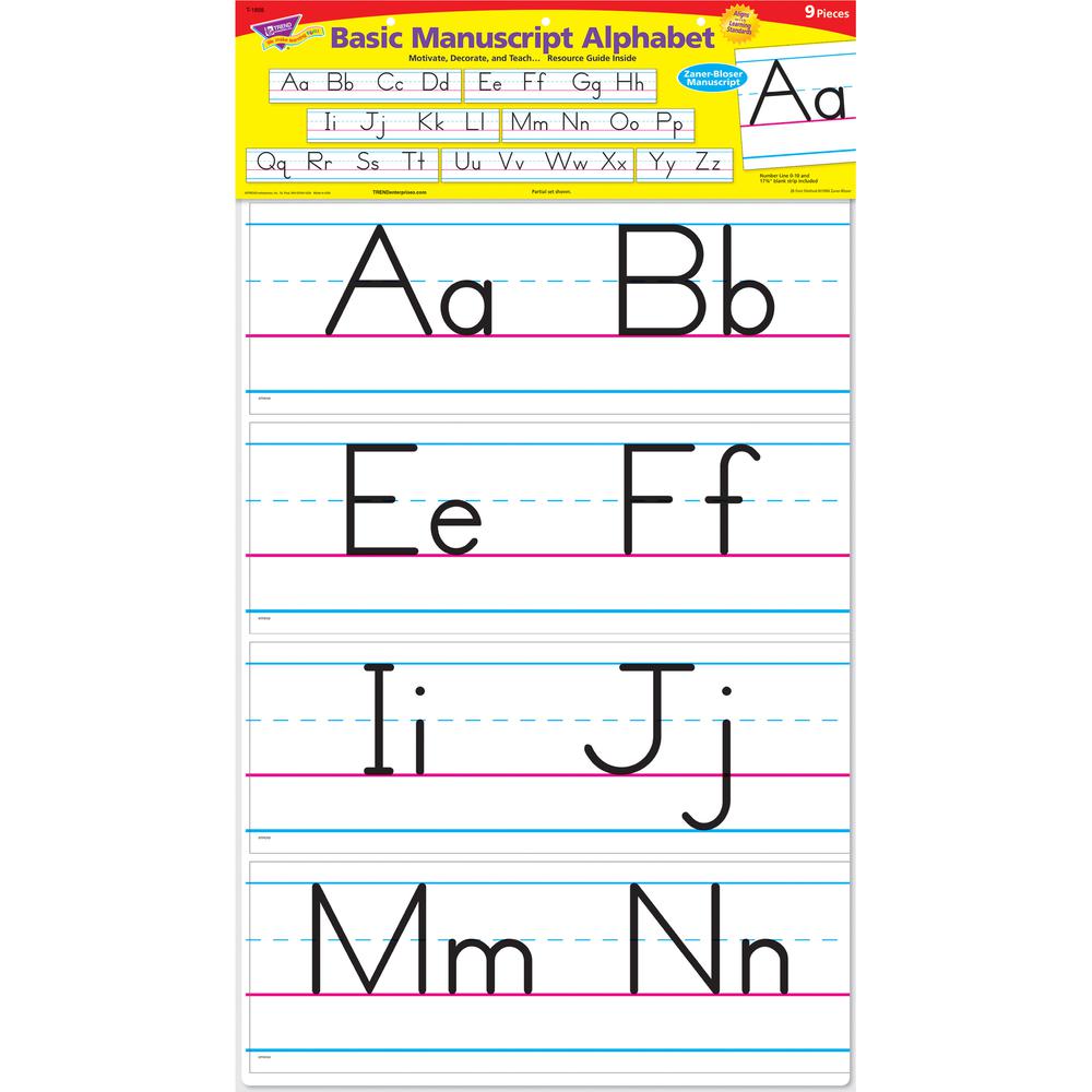 Trend Basic Alphabet Bulletin Board Set - Learning Theme/Subject - 7 x Letter, 1 x Numbers Shape - Reusable, Durable - Multicolor - 1 / Pack. Picture 3
